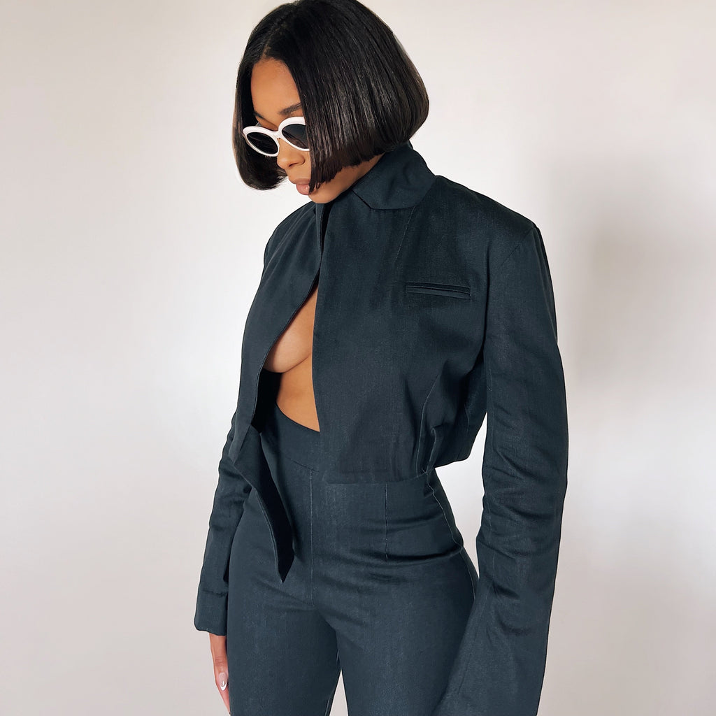 BELLA CROP DENIM BLAZER