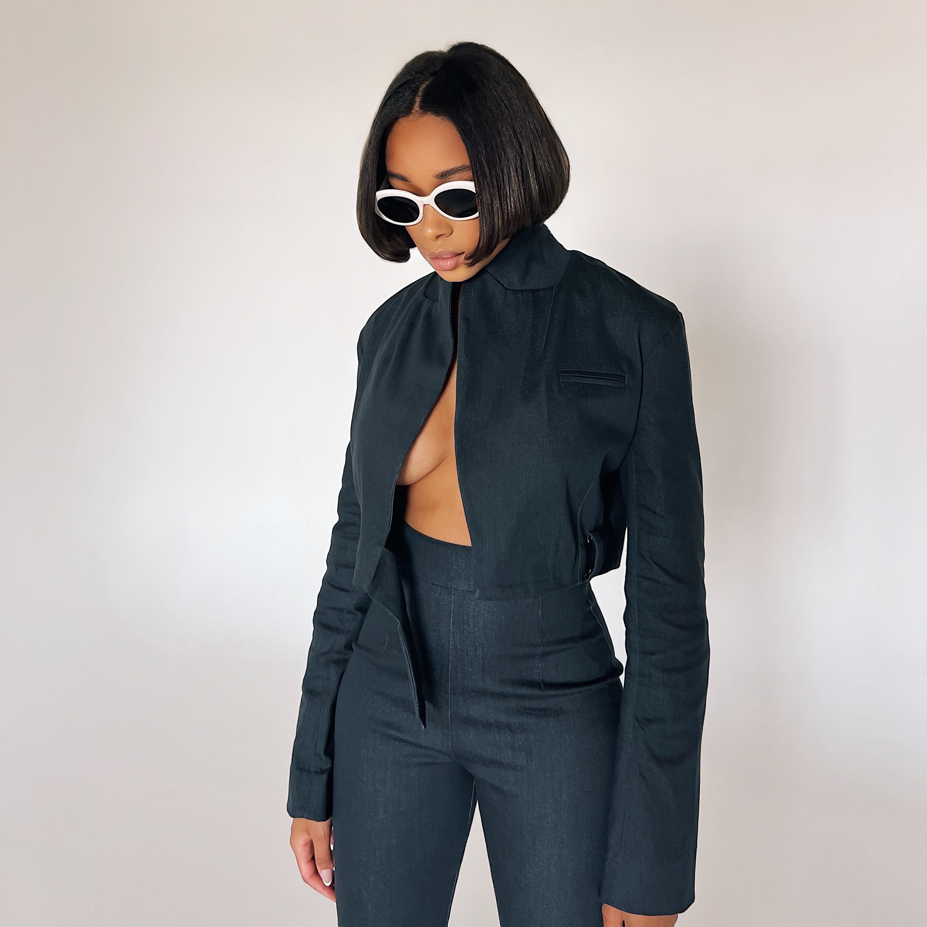 BELLA CROP DENIM BLAZER